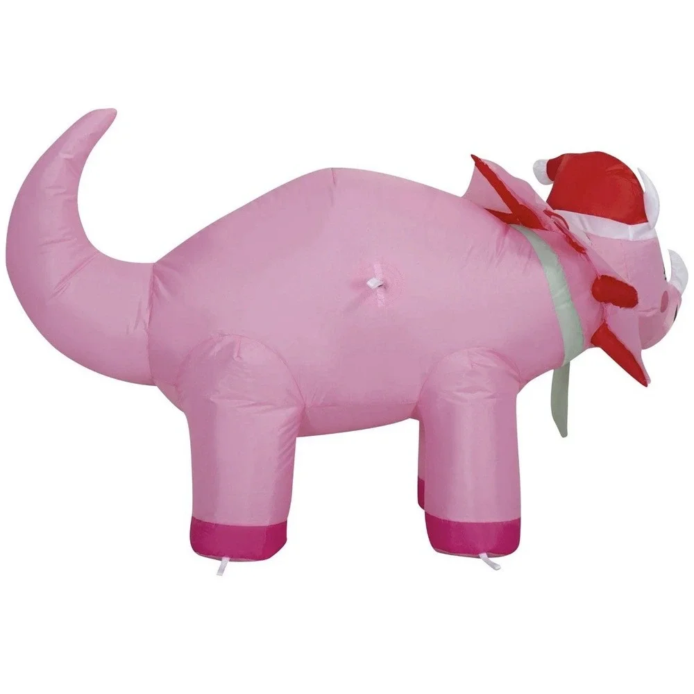 Holiday Time Inflatable LED Festive Pink Triceratops 42″ Yard Decor Airblown NIB